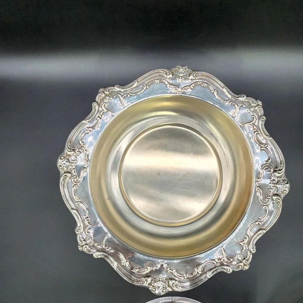 VTG Gorham Silver Plated Glass Insert Lidded Casserole‎ Dish Footed Ornate